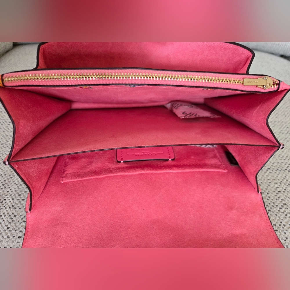 NWT COACH Leather Crossbody Pink Lemonade Floral Bag - Picture 9 of 16